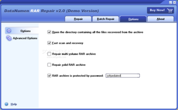 DataNumen RAR Repair (formerly Advanced RAR Repair) screenshot 3