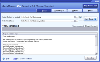 DataNumen Zip Repair (formerly Advanced Zip Repair) screenshot