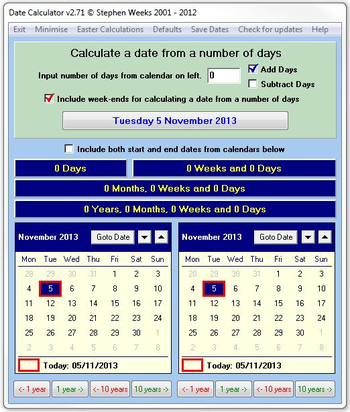 Date Calculator screenshot