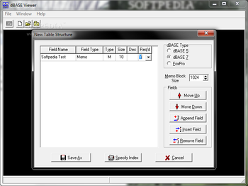 dBASE Viewer screenshot