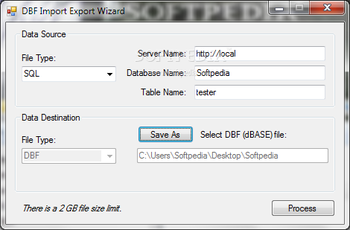 DBF Import Export Wizard screenshot 2