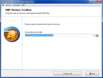 DBF Restore Toolbox screenshot