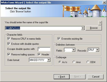 DBF to CSV screenshot 2