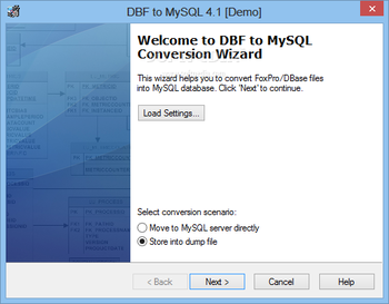 DBF to MySQL screenshot