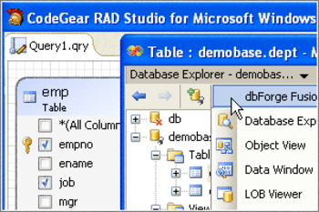 dbForge Fusion for MySQL, Visual Studio 2008 Add-in screenshot