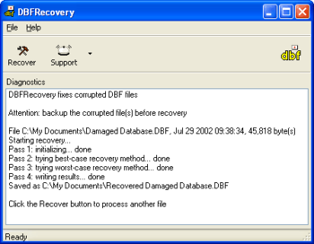 DBFRecovery screenshot 2