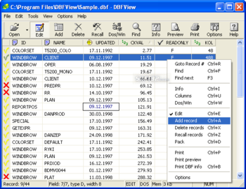 DBFView screenshot 2