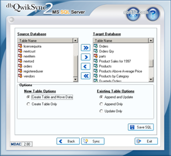 dbQwikSync2MSSQL screenshot