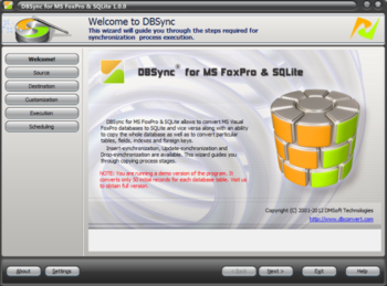 DBSync for FoxPro and SQLite screenshot