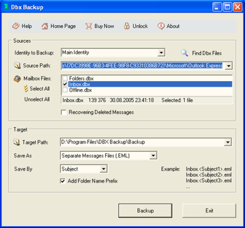 DBX Backup screenshot 2