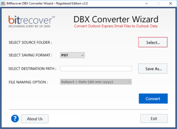 DBX Converter Wizard screenshot