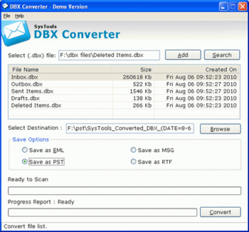 DBX to Outlook screenshot 2