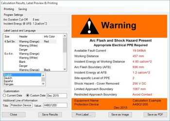 DC Arc Flash Analytic screenshot 2