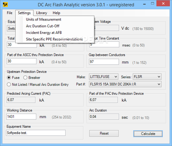 DC Arc Flash Analytic screenshot 3