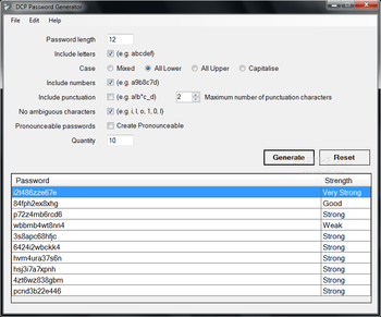 DCP Password Generator screenshot