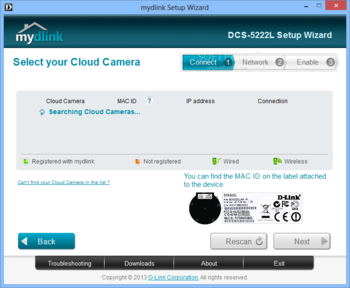 DCS-5222L Setup Wizard screenshot