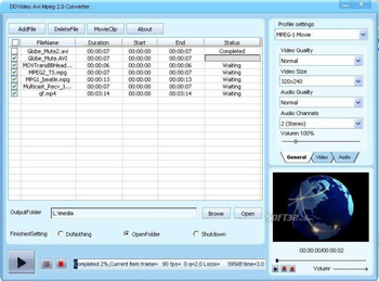 DDVideo AVI/MPEG Video Converter Gain screenshot 3