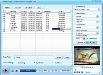 DDVideo DPG to Archos Video Gain screenshot 2
