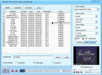 DDVideo DPG to Sansa Media Gain screenshot 3