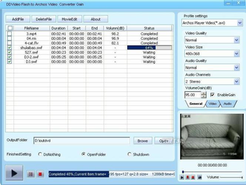 DDVideo Flash(SWF) to Archos Video Gain screenshot 3