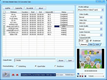 DDVideo Mobile Video Converter Gain screenshot 2
