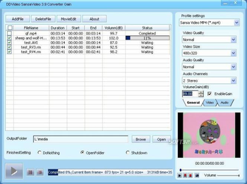 DDVideo Sansa Media Converter Gain screenshot 3