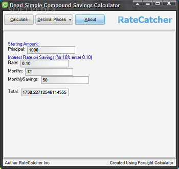 Dead Simple Compound Savings Calculator screenshot