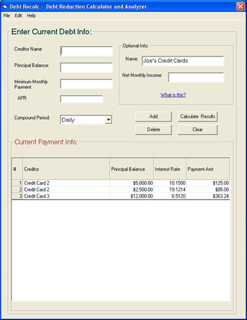 Debt ReCalc screenshot 2