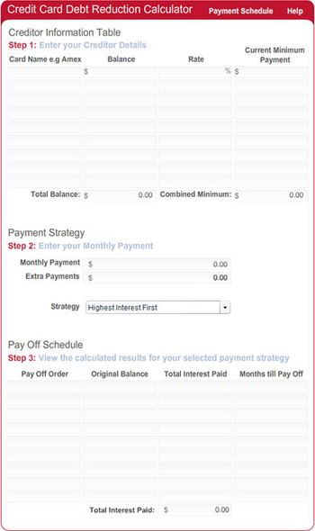 Debt Repayment Calculator for websites screenshot