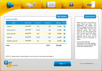 DebtDeletor screenshot