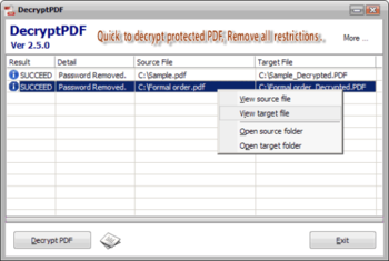 DecryptPDF screenshot