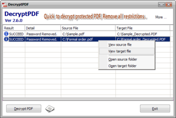 DecryptPDF screenshot 2