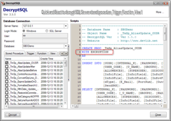 DecryptSQL screenshot 2