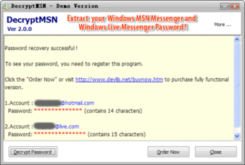 DecyrptMSN screenshot