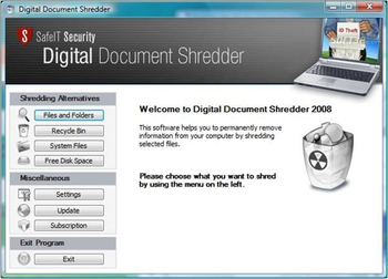 DEK Digital Document Shredder screenshot