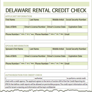 Delaware Rental Credit Check screenshot