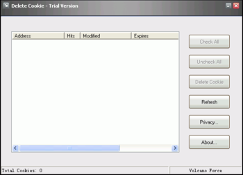 Delete Cookie screenshot