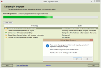 Delete Skype Account screenshot 2