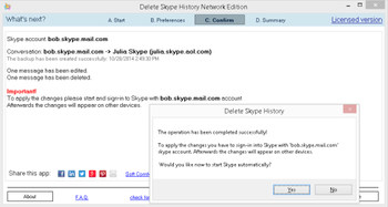 Delete Skype History Network Edition screenshot