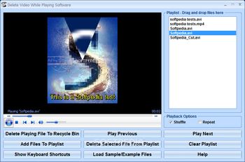 Delete Video While Playing Software screenshot