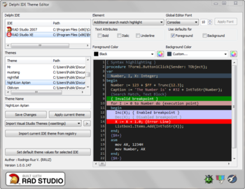 Delphi IDE Theme Editor screenshot