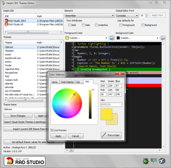 Delphi IDE Theme Editor screenshot 3