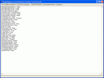 Delphi Registry and Initialisation Variables Code Generator screenshot 2