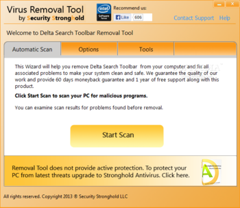 Delta Search Toolbar Removal Tool screenshot