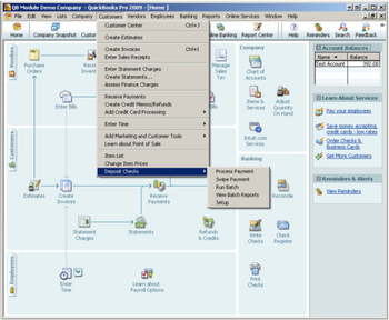 Deposit Checks QuickBooks Module screenshot