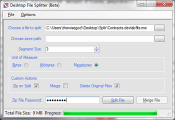 Desktop File Splitter screenshot