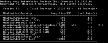 Desktop Heap Monitor for Windows Vista screenshot