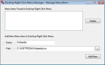 Desktop Right Click Menu Manager screenshot