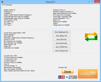 Detect CPU Information screenshot