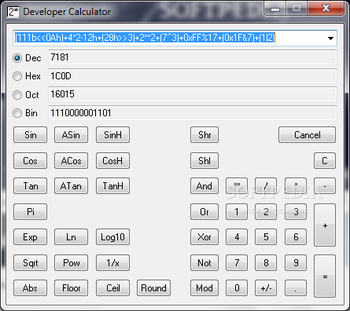 Developer Calculator screenshot